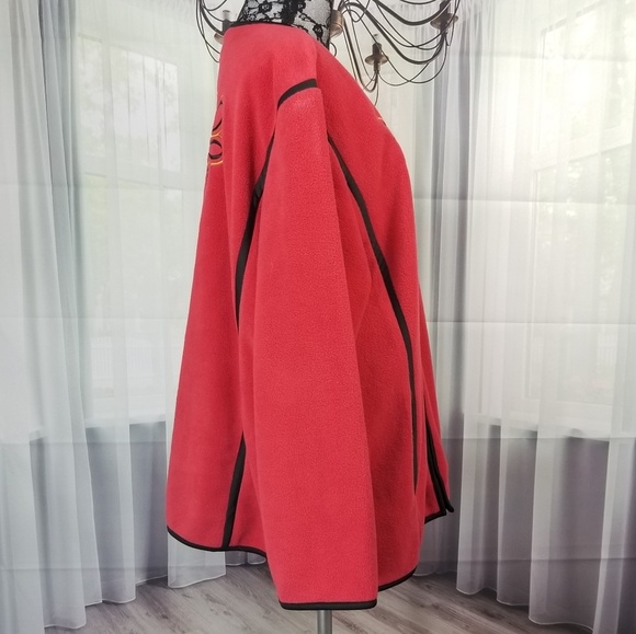 - Bob Mackie 1X Fleece Embroidery Red Jacket Vintage - Picture 5 of 9